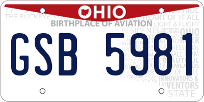 OH license plate GSB5981