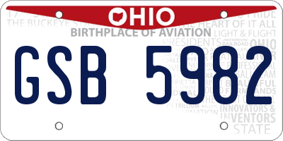 OH license plate GSB5982