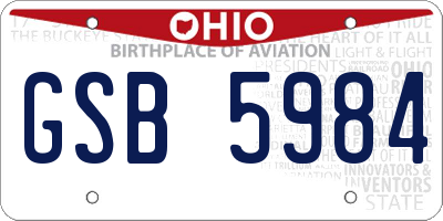 OH license plate GSB5984