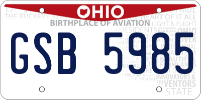 OH license plate GSB5985