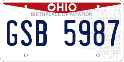 OH license plate GSB5987