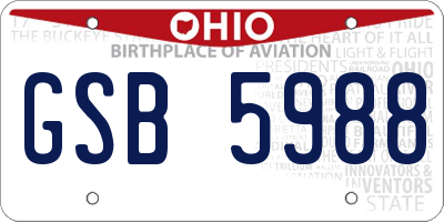 OH license plate GSB5988