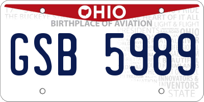 OH license plate GSB5989