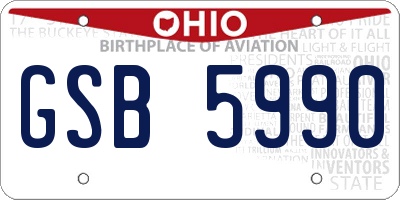 OH license plate GSB5990