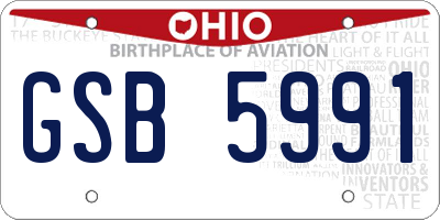 OH license plate GSB5991