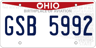 OH license plate GSB5992