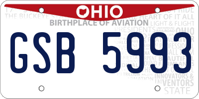 OH license plate GSB5993