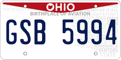 OH license plate GSB5994