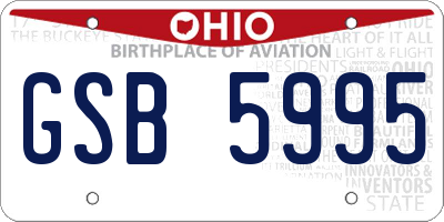 OH license plate GSB5995