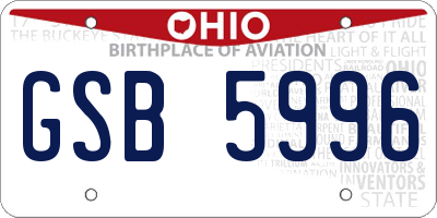 OH license plate GSB5996