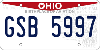 OH license plate GSB5997