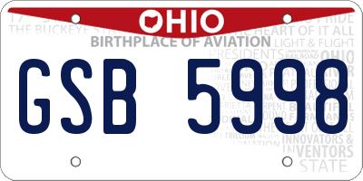 OH license plate GSB5998