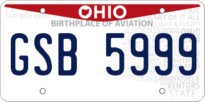 OH license plate GSB5999