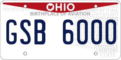 OH license plate GSB6000