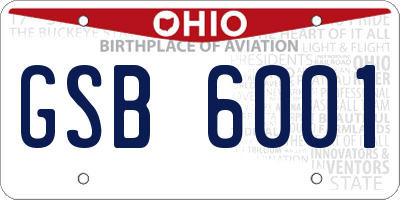 OH license plate GSB6001