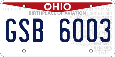 OH license plate GSB6003