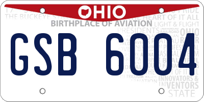 OH license plate GSB6004