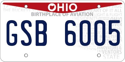 OH license plate GSB6005