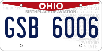 OH license plate GSB6006