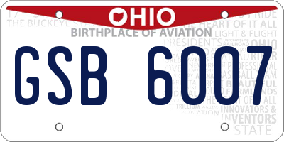 OH license plate GSB6007