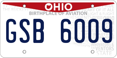 OH license plate GSB6009