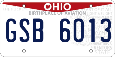 OH license plate GSB6013