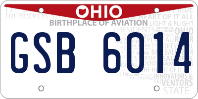 OH license plate GSB6014