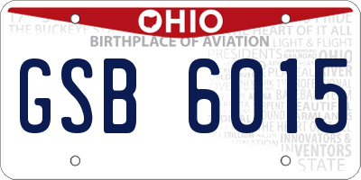 OH license plate GSB6015