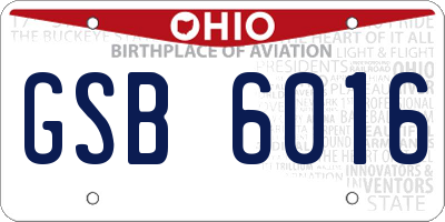 OH license plate GSB6016