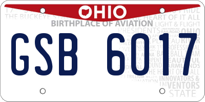 OH license plate GSB6017