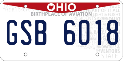 OH license plate GSB6018