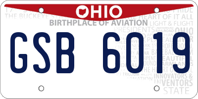 OH license plate GSB6019