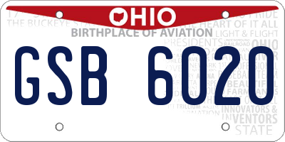 OH license plate GSB6020