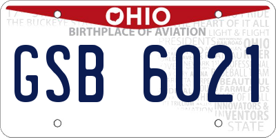 OH license plate GSB6021