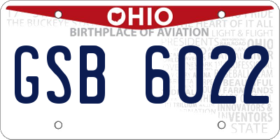 OH license plate GSB6022