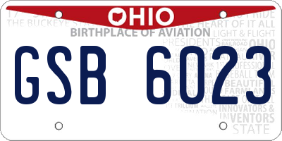 OH license plate GSB6023