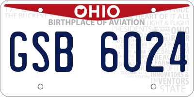 OH license plate GSB6024