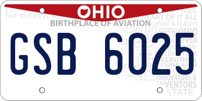 OH license plate GSB6025