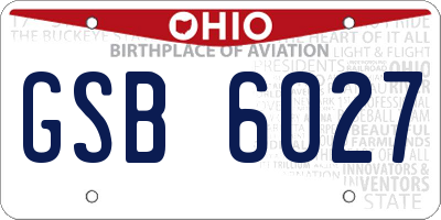 OH license plate GSB6027