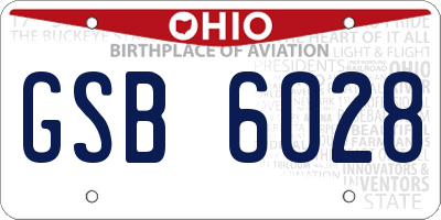 OH license plate GSB6028