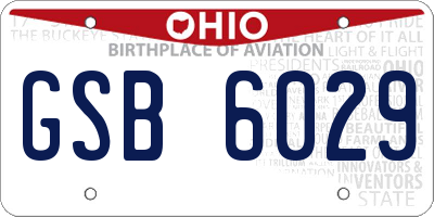 OH license plate GSB6029