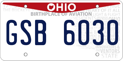 OH license plate GSB6030