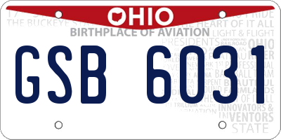 OH license plate GSB6031