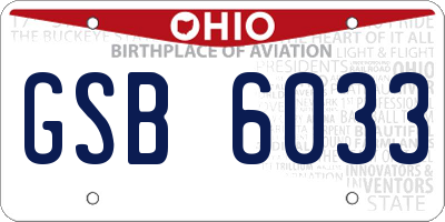 OH license plate GSB6033