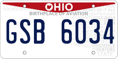 OH license plate GSB6034