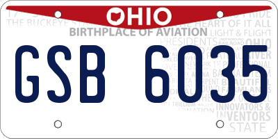 OH license plate GSB6035