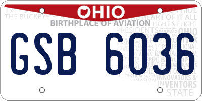 OH license plate GSB6036