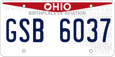 OH license plate GSB6037