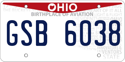 OH license plate GSB6038