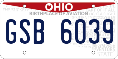 OH license plate GSB6039